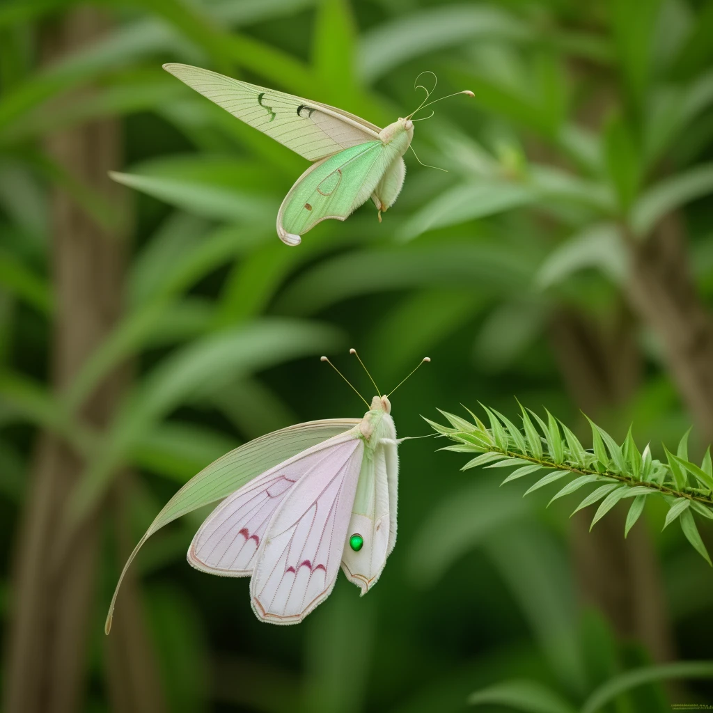 A beautiful luna-moth, ethereal, bokeh, naturecore, fantasy