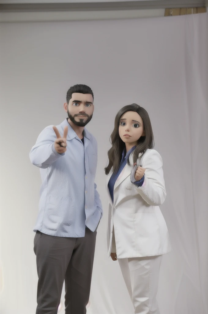 WHITE MAN WITH BEARD, BLACK HAIR, DOCTOR, NEXT TO A BLONDE WHITE WOMAN