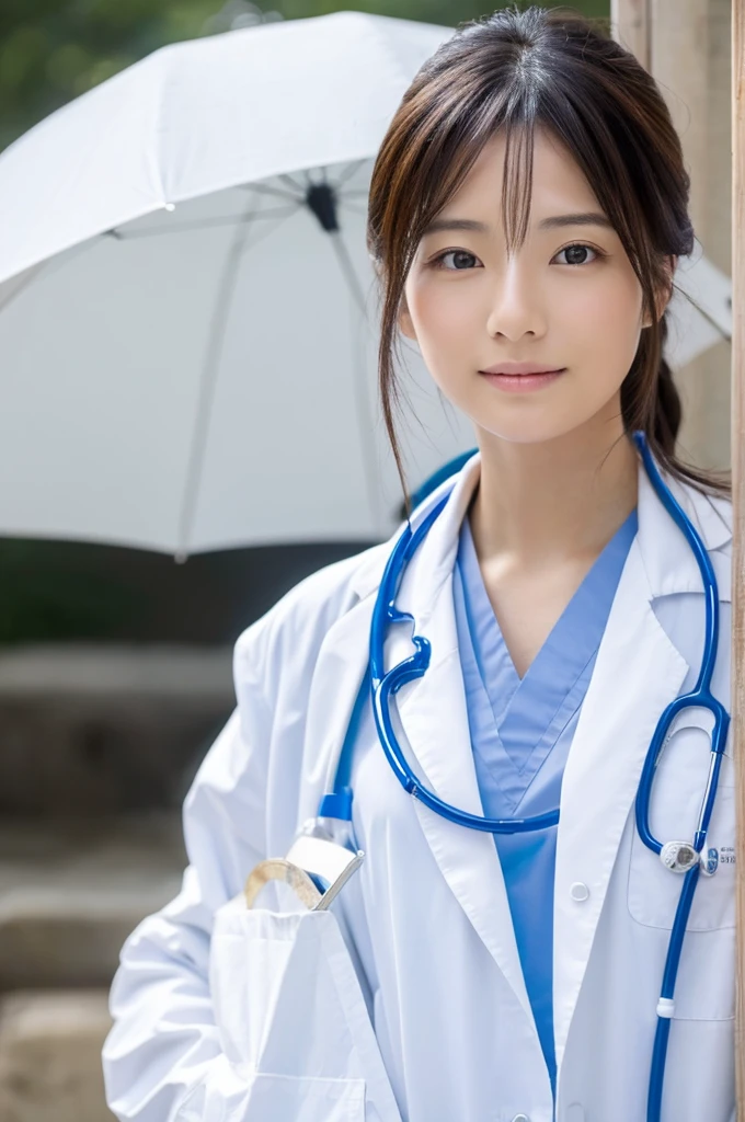 ((Highest quality)), ((masterpiece)), (detailed),Perfect Face,Japanese,Female doctor,White