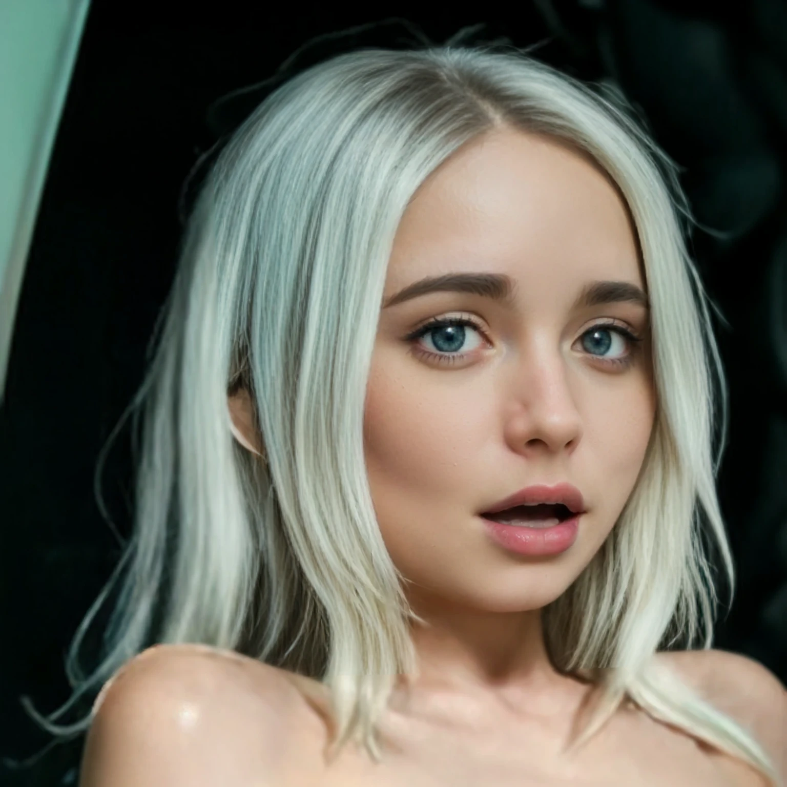 blond woman with blue eyes and white hair posing for a picture, perfect white haired girl, girl with white hair, pale hair, soft portrait shot 8 k, long blonde hair and big eyes, hyperrealistic female, blonde hair and large eyes, poppy, intense white hair,