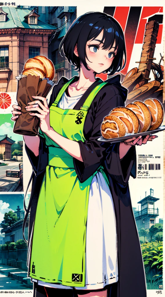 ((breads)),harley Quinn promoting breads, (girl wearing apron: 1), bakery, breads, ((croissant)), muffin, wheat, ((baguette)), Branding, vintage design, Blaxploitation movie poster, RZMINJOURNEY:0.6, design for t shirt, t shirt design, shirt, inspired by Yoshida Hanbei, inspired by Gatōken Shunshi, inspired by Yamamoto Shōun, inspired by Reuben Tam, inspired by Ravi Zupa, japanese inspired poster, inspired by Watanabe Shōtei, inspired by Tawaraya Sōtatsu,((Cozy Delight))