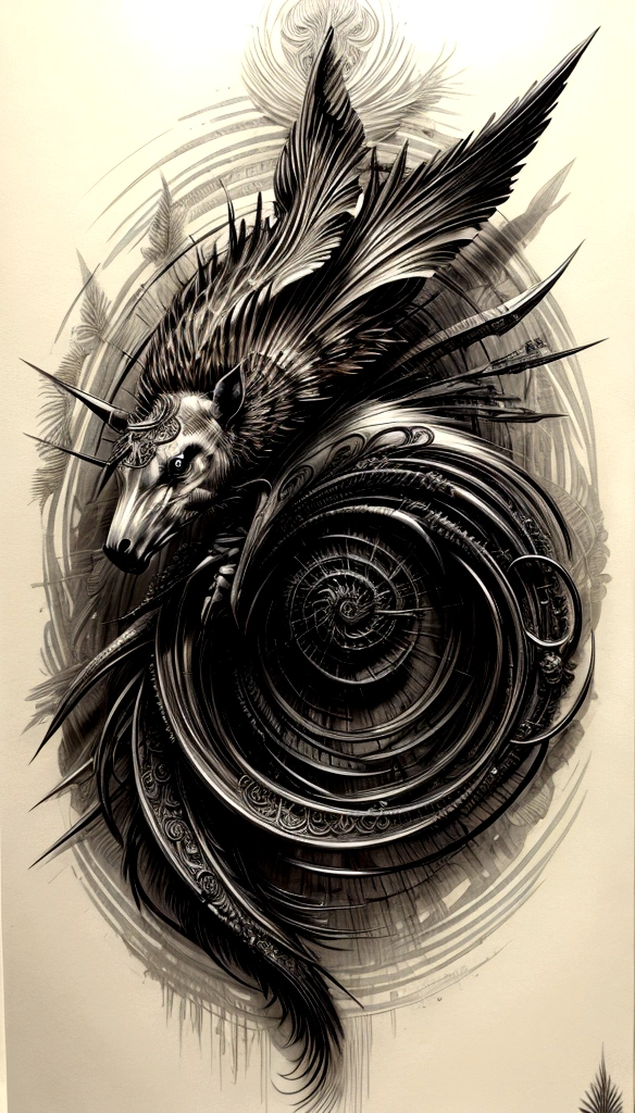 (in the way of'Aaron Horkey:1.4),
1fille,
reine \(chess\),rainbow pony,metal spiral sharp corners,