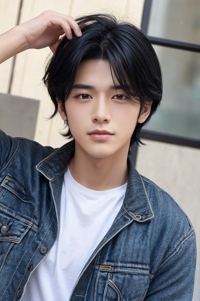 good looking　male　Black Hair