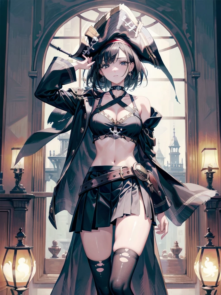 grim reaper, black scythe, absurdres, RAW photo, extremely delicate and beautiful, masterpiece, Best Quality, ultra high resolution, 32k, hyperrealistic, ultra-detailed, perfect anatomy, anatomically correct, perfect figure, Perfect Style, Perfect balance, super Detailed skin, in her 30s, very Slim body, narrow waist, very small head, very small face, delicate facial features, handsome detailed woman, very detailed eyes and face, realistic face proportions, Realistic beautiful face, Realistic beautiful eyes, tearful mole, earring, big tits, full body shot, bare legs, medium hair, indoor, 