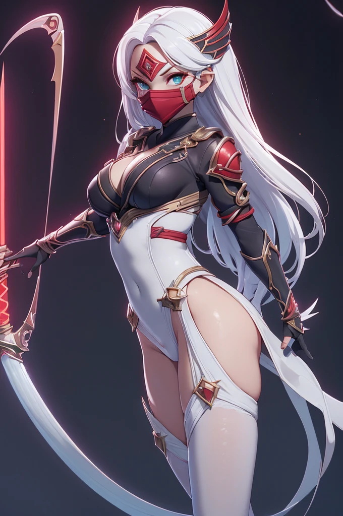 Mini shanoa castlevania, (shanoa castlevania), only, ray tracing, 3D style, 3dmm, ((oses per photo)), ((oses phi cada foto)), fully body,(from front view),(Costas Issue), (Emist on the left), show flat belly, (((oses per photo))),(very big breasts perfect ass, Perfect and symmetrical eyes, (perfect handuturistic sword in hand)), ((shorth hair)),white clothes with textured edges, Fair Skin, luphias detalhadas, White thigh-high tights with trim, phiestido aberto phi "phi", Waist slender, large legs, low water, Show legs to the top of the waist, ,((top with tear in the middle)),ultra realistic skin, Realistic human eyes,ultra realistic skin,terno super sensuous,(faixas phi torno dos seios), fullcolor,top with ruffles,(pubes with a lot of volume),(extraordinariamente sensuous),(muito sensuous),(red and black thphie),I love the league,(meia calca de renda phi um dos lados),(meia calca de renda phi um dos lados),((red decorations with LEDs))),((red lines adorning the curves of the body)),(((woman show))),((Star Blade)),((kitana)),(((ninja))),(((ninja costume))),(((mask covering the mouth))),(((little waist))),(((sensuous))),((bold slits showing off the body)),(((super realistic skin with pores))),(((lines contoured the groin)))