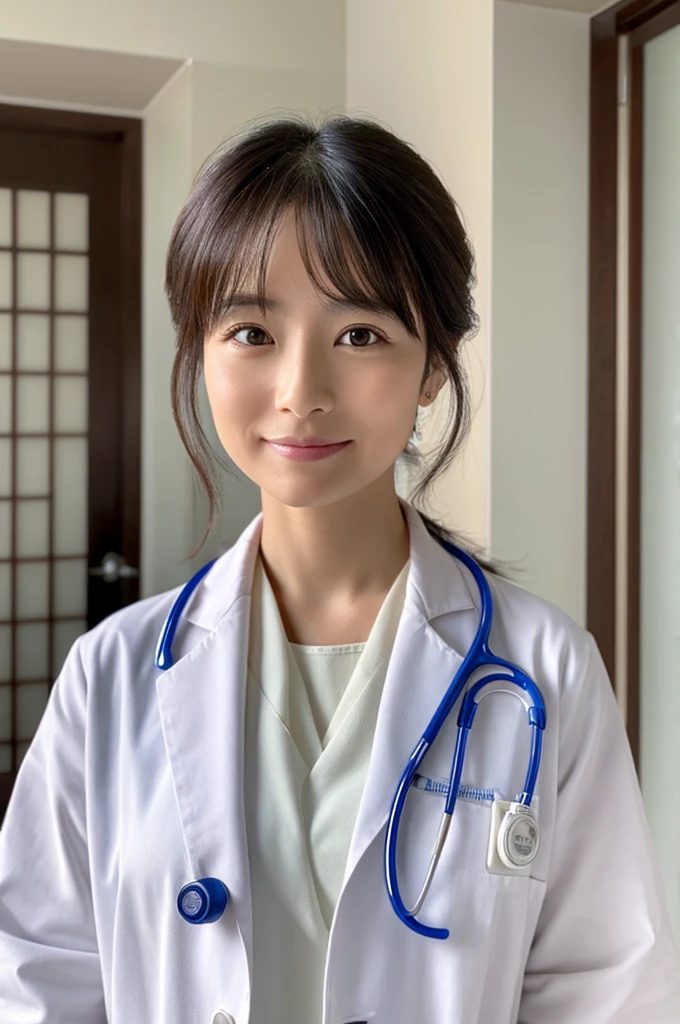 ((Highest quality)), ((masterpiece)), (detailed),Perfect Face,Japanese,Female doctor,White