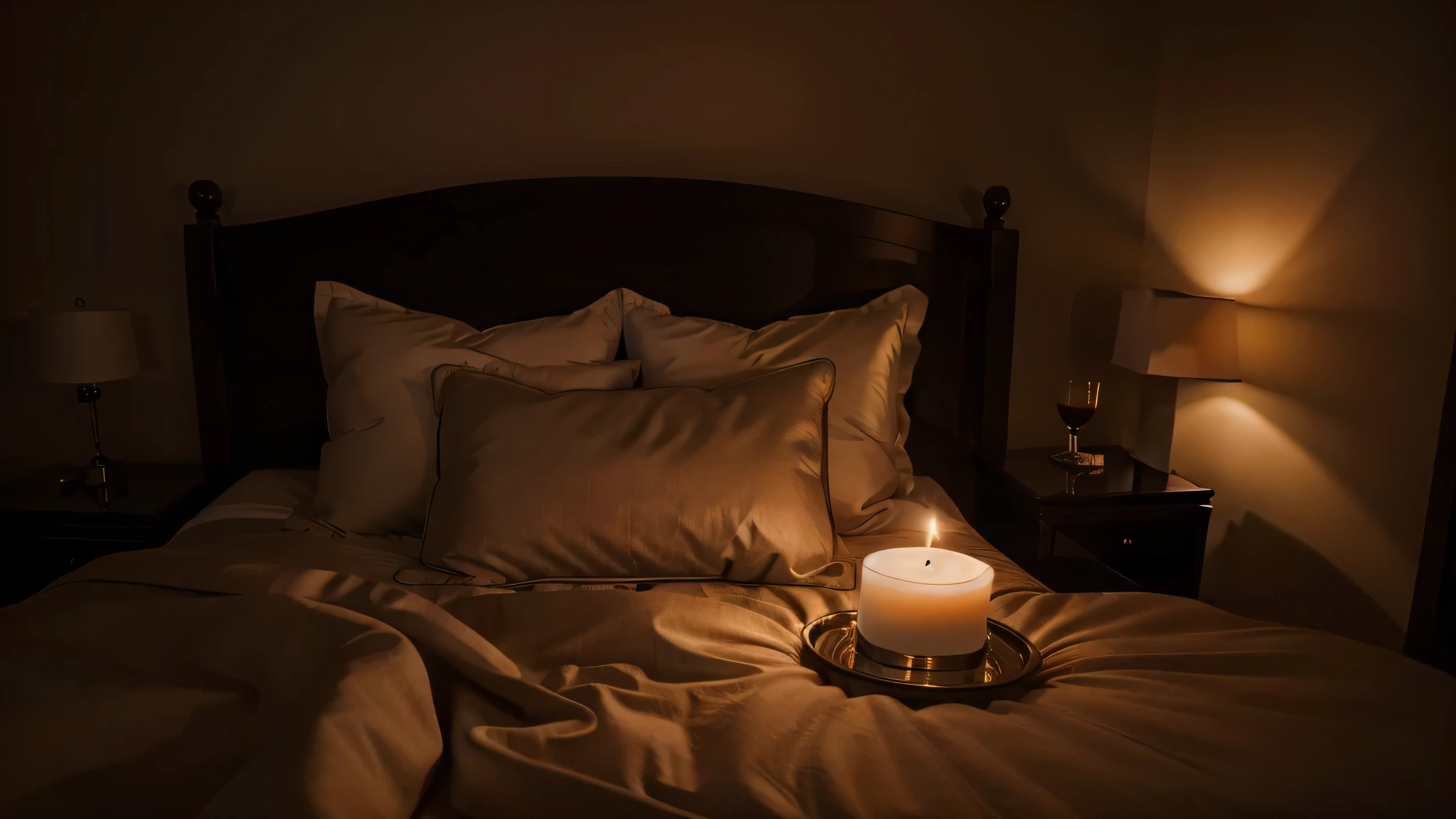 candle luxury bedroom background NY night view8K RAW Photography