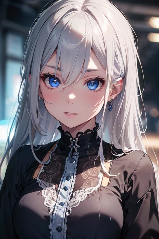 a boy with fair skin, unruly silver white hair, sapphire blue eyes, beautiful detailed eyes, beautiful detailed lips, extremely detailed eyes and face, long eyelashes, portrait, realistic, photorealistic, photo-realistic:1.37, 8k, highres, masterpiece:1.2, ultra-detailed, HDR, UHD, studio lighting, ultra-fine painting, sharp focus, physically-based rendering, extreme detail description, professional, vivid colors, bokeh