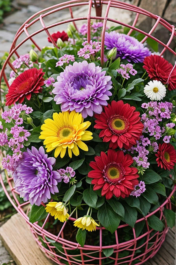 Flowers in colorful net 