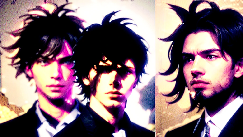 A fund divided in half. On the left side, an image of a poor young man with an unkempt appearance (casual clothes, messy hair). On the right side, the same person, but with a well-groomed appearance (suit, well-groomed hair) on the left side poverty, on the right side wealth, image 16:9