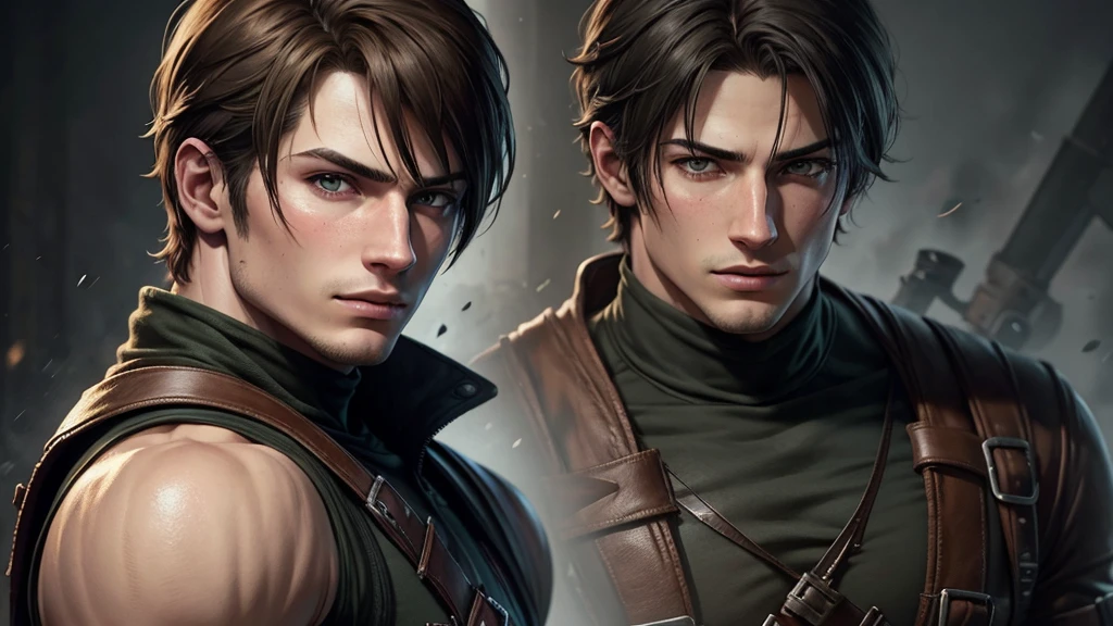 Draw a young man, masculine, no mundo de resident evil 4 remake