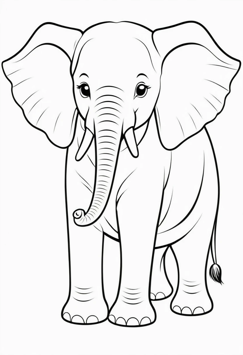coloring page for , elephent , thick lines