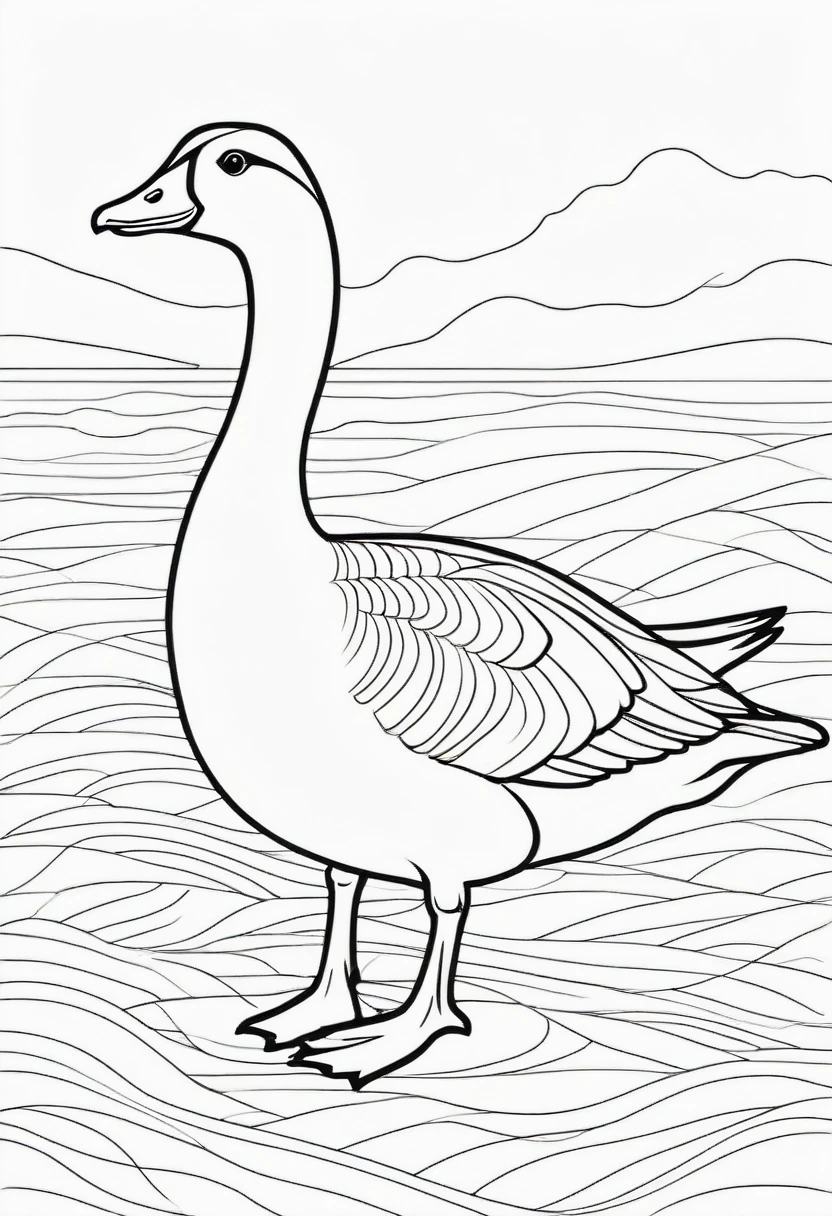 coloring page for kids, goose , thick lines