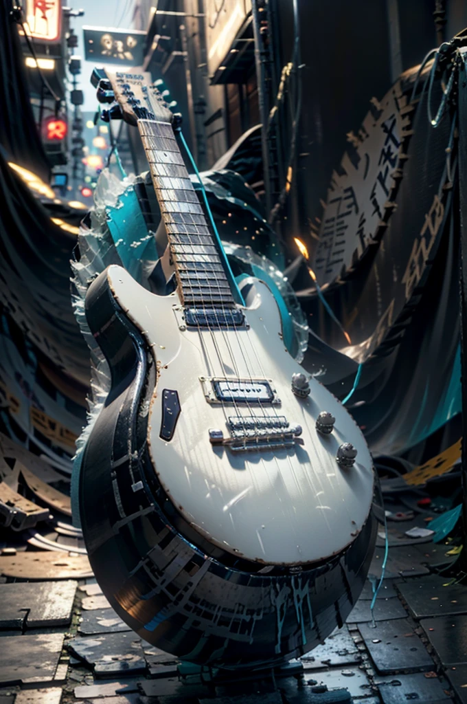 C4tt4stic,Drawing of a rock singer playing electric guitar、cão Husky Siberiano(Intense performance)