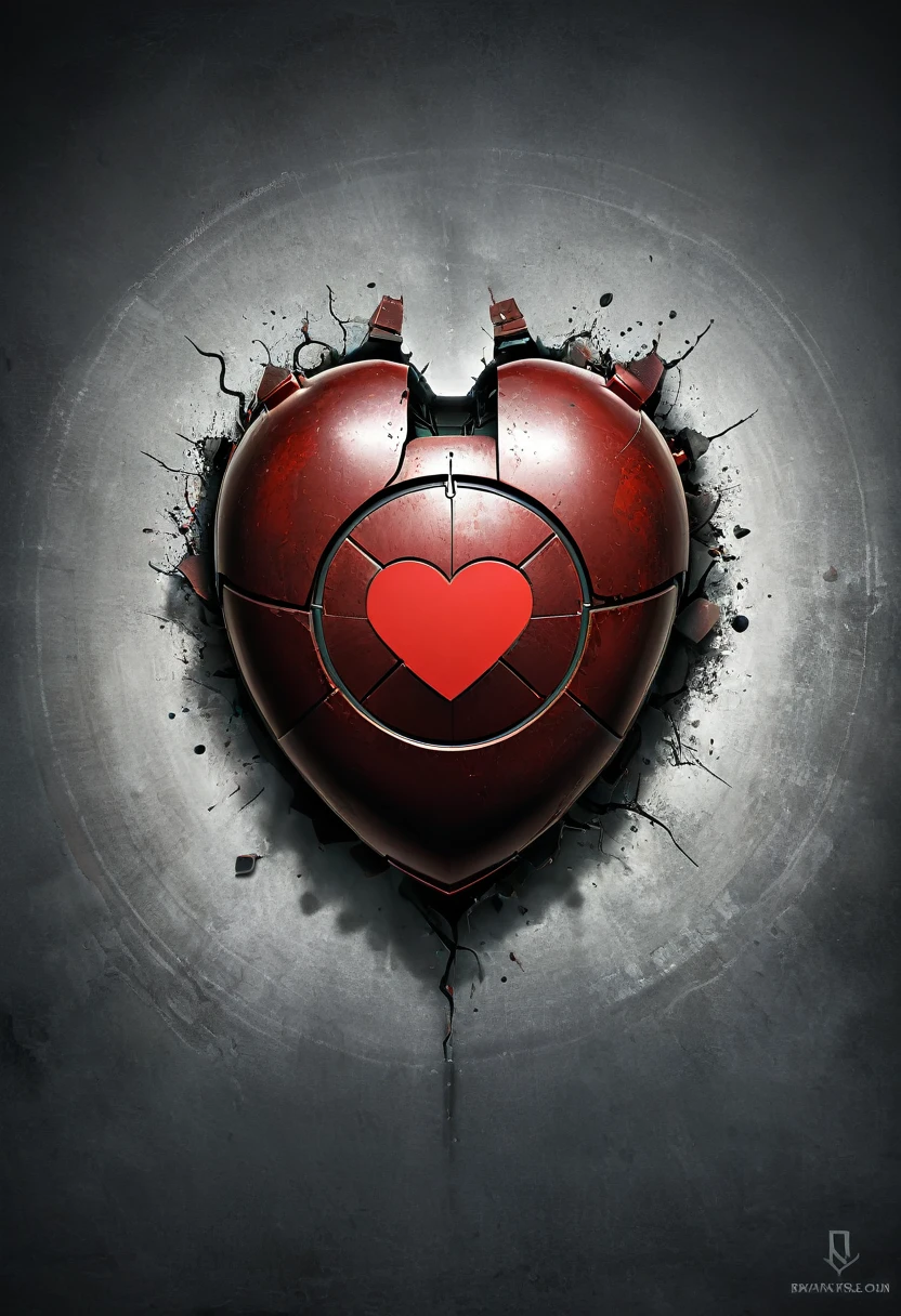 iron man heart, with TR symbol in the middle