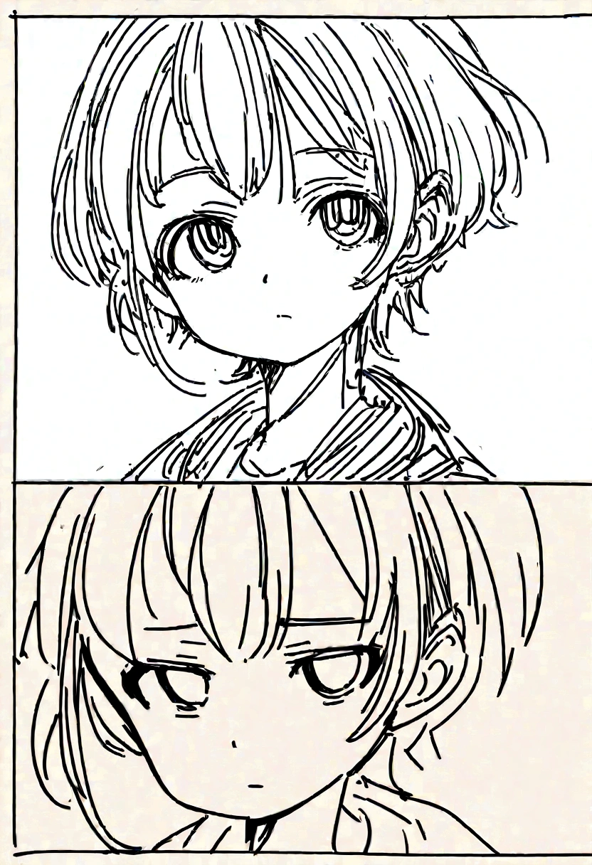 High quality, monocrhome, grayscale, 1girl, ((((Candy Candy anime style)))), (wolf girl, wolf ears, wolf tail), animal ears, animal tail, ((((short hair)))), ((silver white hair)), hair clip, ((hair tap eye)), long eyeslashes, eyeliner, (((small breasts, nude, small snipples, pussy))), ((timid pose, POV)), ((worried, sad expression, mellancholic look)), portrait, close-up, (white background), closed_mouth, blush, eyelashes, detailed shadows, detailed body, detailed eyes, detailed lines, (((manga coloring, manga cover, 4K))).