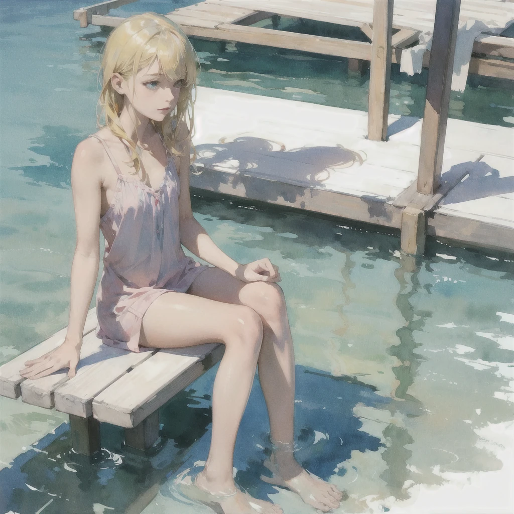 score_9, score_8_up, score_7_up, score_6_up, score_5_up, score_4_up, fkey70, h3l3n, masterpiece, best quality, high quality, hyperrealistic anime painting, anime painting, painterly, realistic painting, soft feature, detailed clothes, detailed, rembrandt lighting, solo, masterpiece, best quality, high quality, 1girl, blonde hair, loose hair, masterpiece， The best quality at its best， Super detailed， Absurd， solo， 耳Nipple Ring， gem， (Off-the-shoulder outfit:1.5)，Cleavage， Upper body close-up，smile， String， Best， cloud， Sky Sky， Daisy， Sit， Sitting_upon_Rock Music， Volumetric Lighting， 最high quality， masterpiece， Intricate details， Tone Mapping， Sharp focus， Super detailed, Look at her, Great environment, Very detailed, high quality, summer, Bright sun, Pool, bikini, White ruffled swimsuit, Jump. Have a float