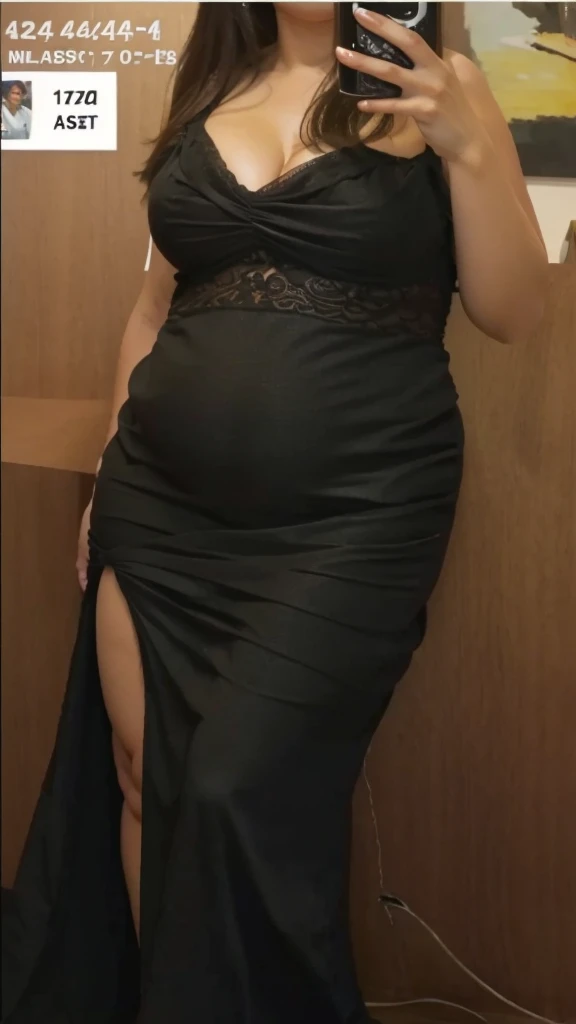 extremely detailed, masterpiece, high resolution, tight black dress, plump figure
