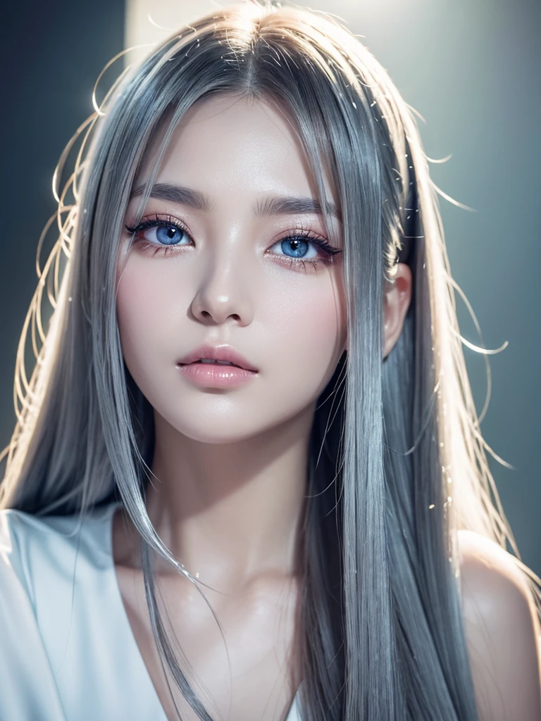 highest quality、8k Masterpiece、超A high resolution、(Photorealistic:1.3)、RAW Photos、1 girl、Silvery white hair、Glowing Skin、1. Super-beautiful Cyberpunk Soldiers、((Ultra-Realistic Details))、Portrait、Global Illumination、Shadow、Octane Rendering、8k、Super sharp、Beautiful breasts、Metal、Cold colors、、Very intricate details、Realistic Light、CGSoation Trend、Beautiful Eyes、Shining Eyes、To the camera、Neon Details、２０age、anime