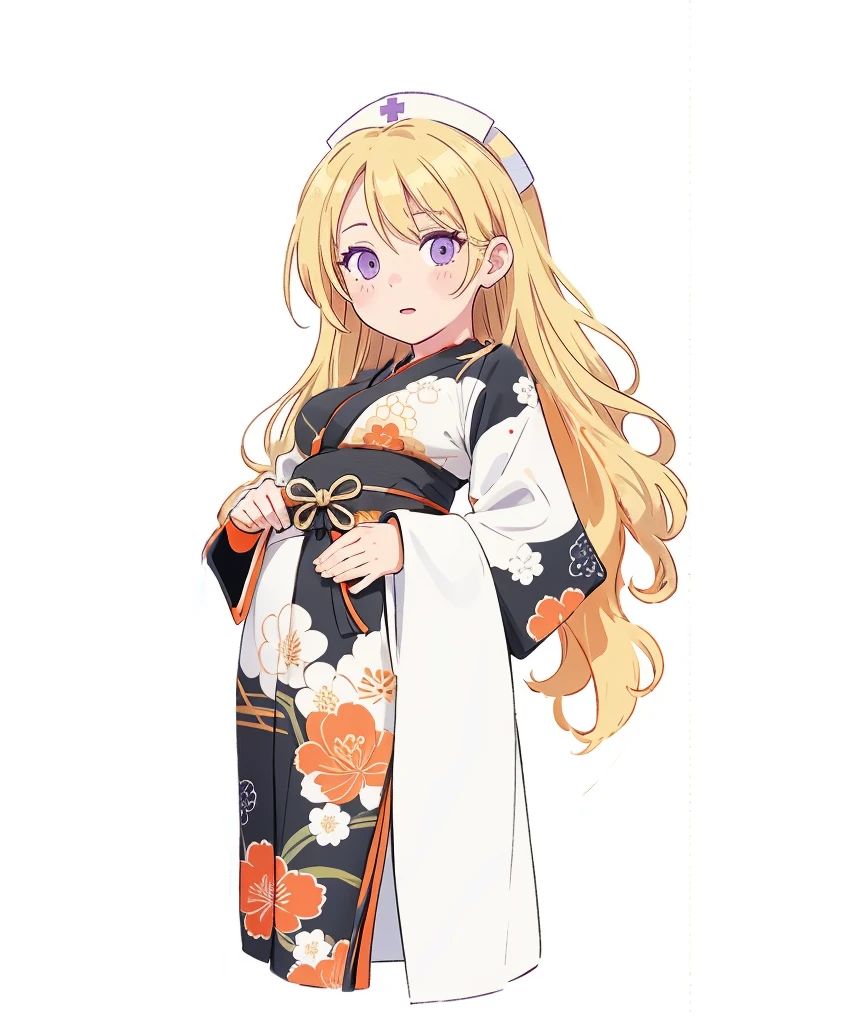 (black kimono), (black and orange Japanese kimono), Japanese festival dress, large breasts, hand on hip, retain existing proportions