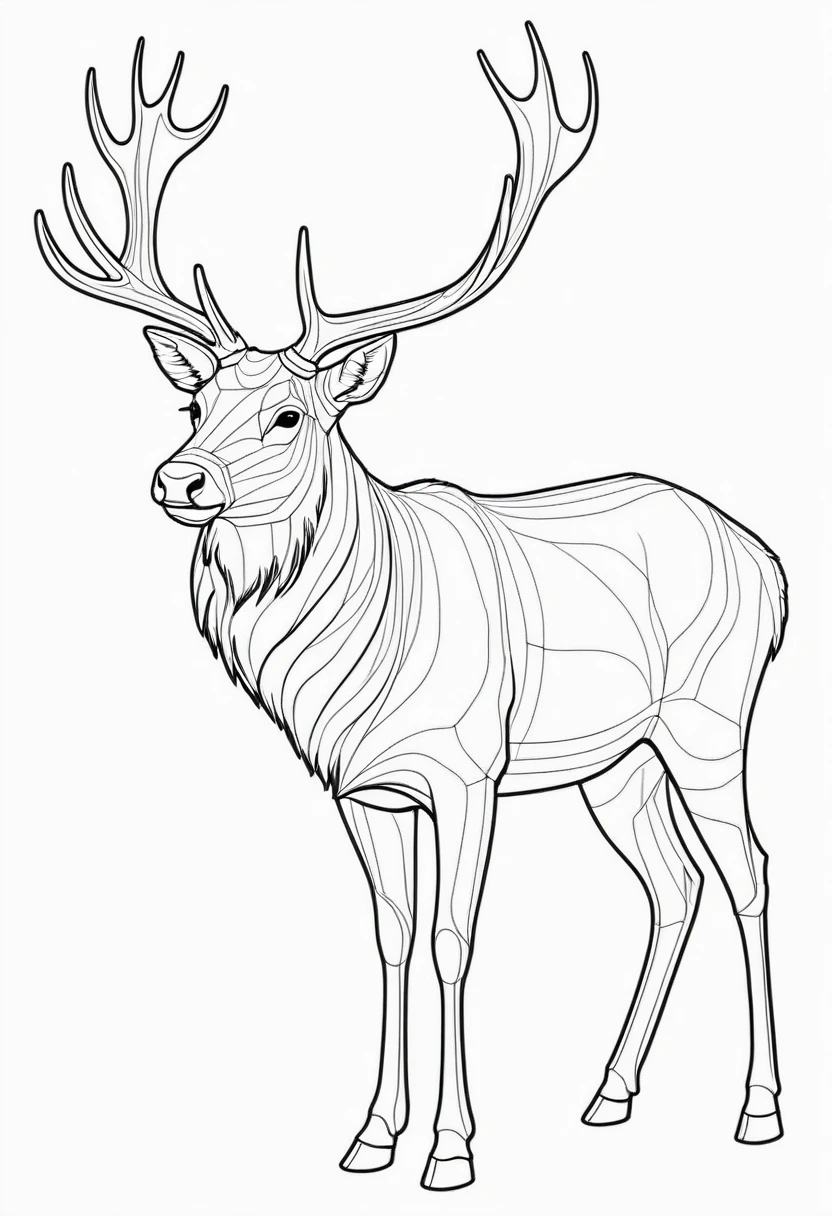 coloring page for s, elk , thick lines