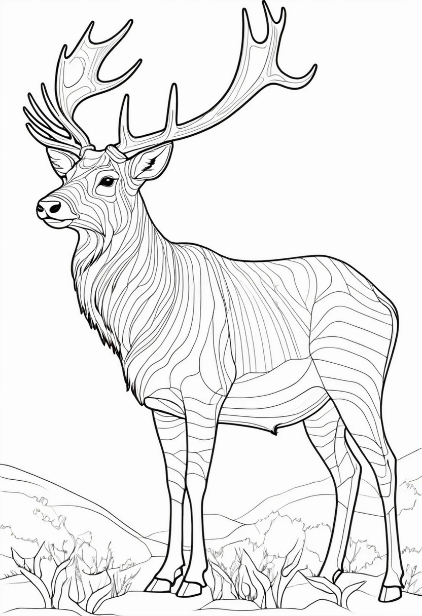 coloring page for kids, elk , thick lines