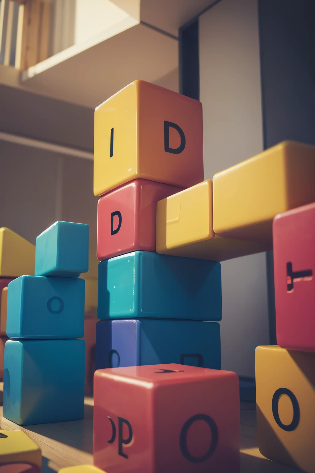 Two letters D in the shape of building blocks