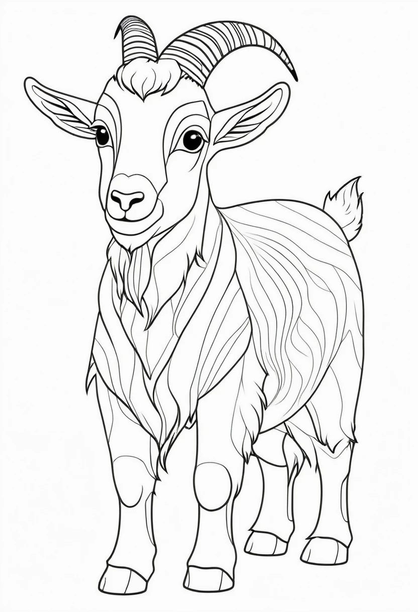 coloring page for ????, goat , thick lines