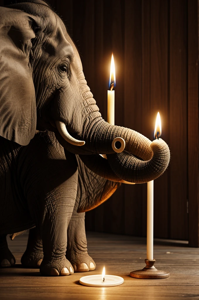 Cartoon elephant sitting and blowing out a candle cartoon