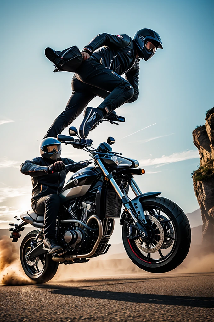 Create an image of a jumping motorcycle
