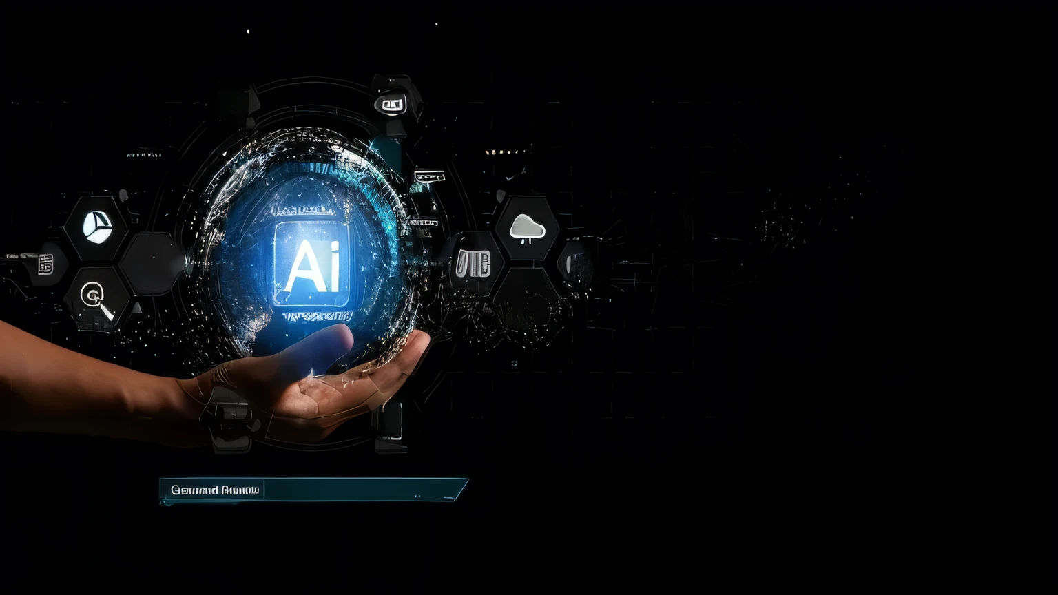 someone holding a glowing object in their hand with a dark background, endless collaboration with ai, with ai theme, strong artificial intelligence, artificial intelligence, artificial intelligence!!, ai researcher, ai startup, the coming ai singularity, ai producing the realist, artificial, ai enhanced, portrait of an ai, the ai, artificial intelligence machine, ai biomech, .ai, ai