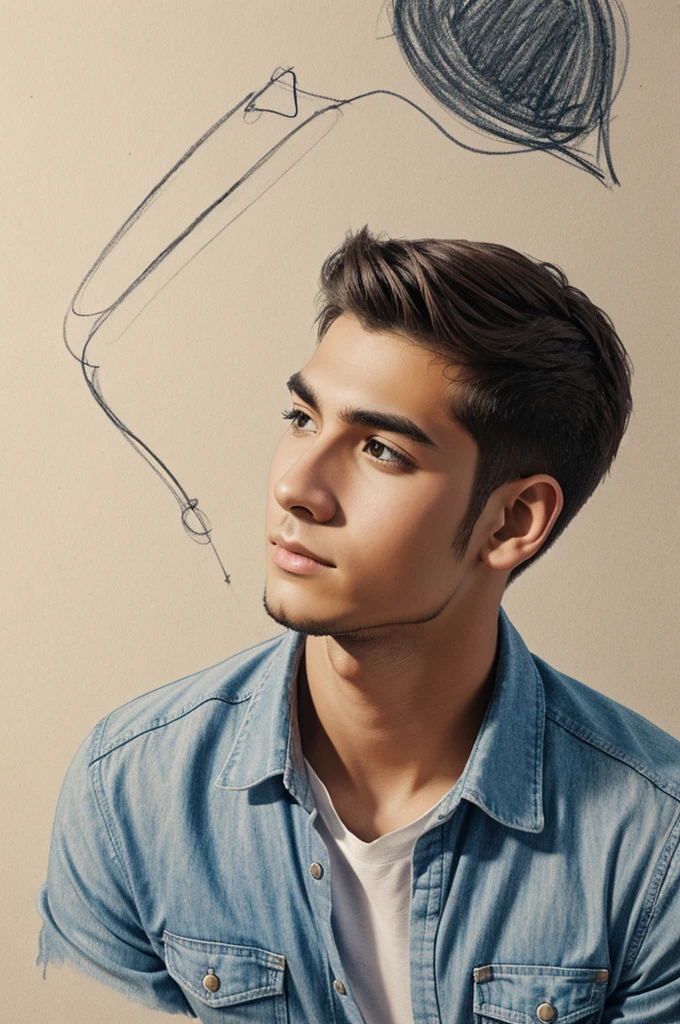 Create a drawing of a young man 