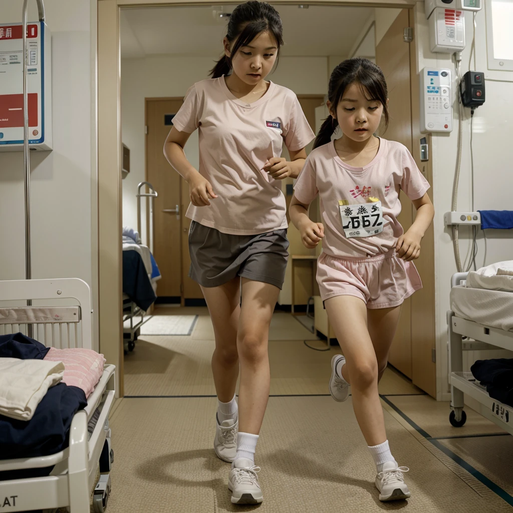 9-year-old Japanese girl runs in hospital 