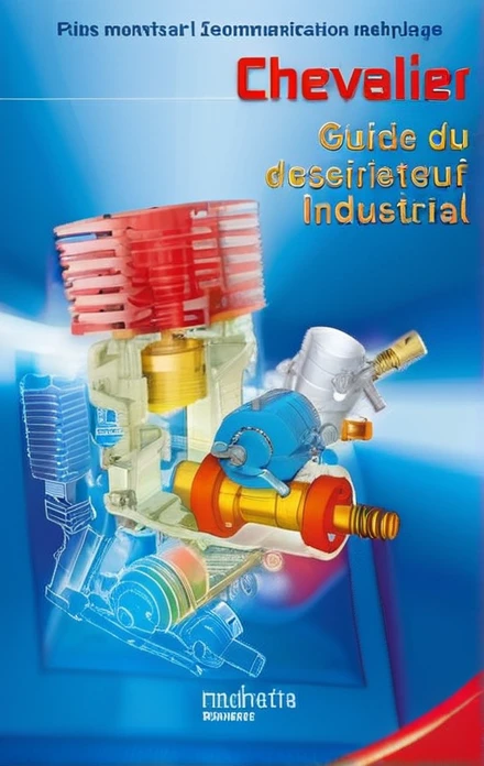 Enlarge this book cover into a beautiful website top page image by adding industrial mechanical parts, manufacturing plans
