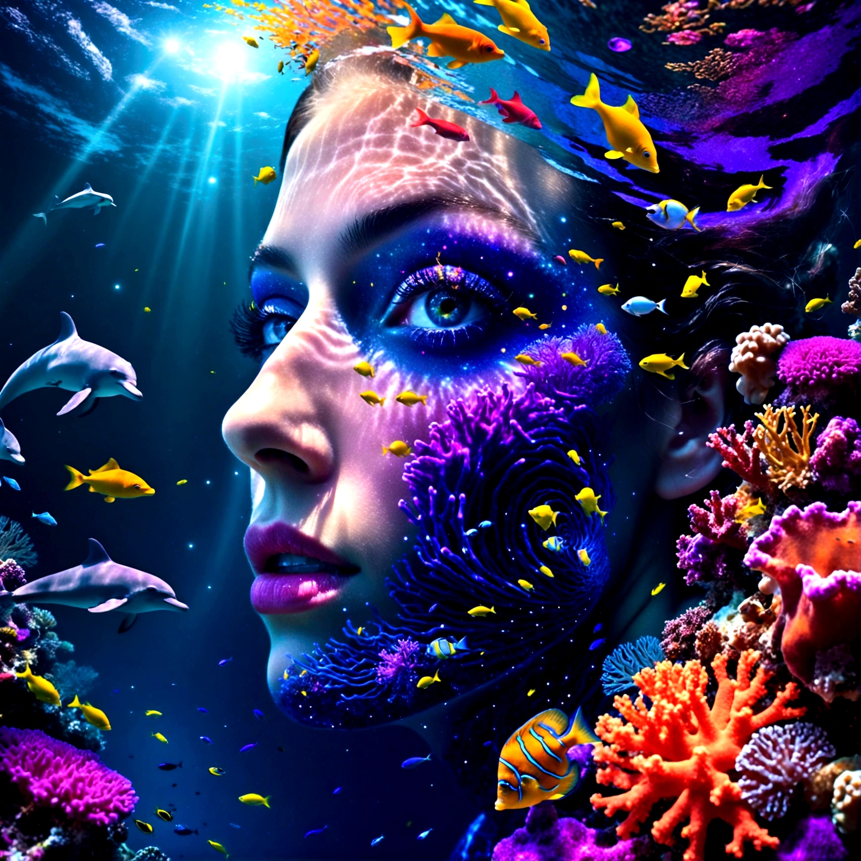 ((best quality)), ((masterpiece)), (detailed), perfect face
Underwater, fishes are playing, a blackhole in the water