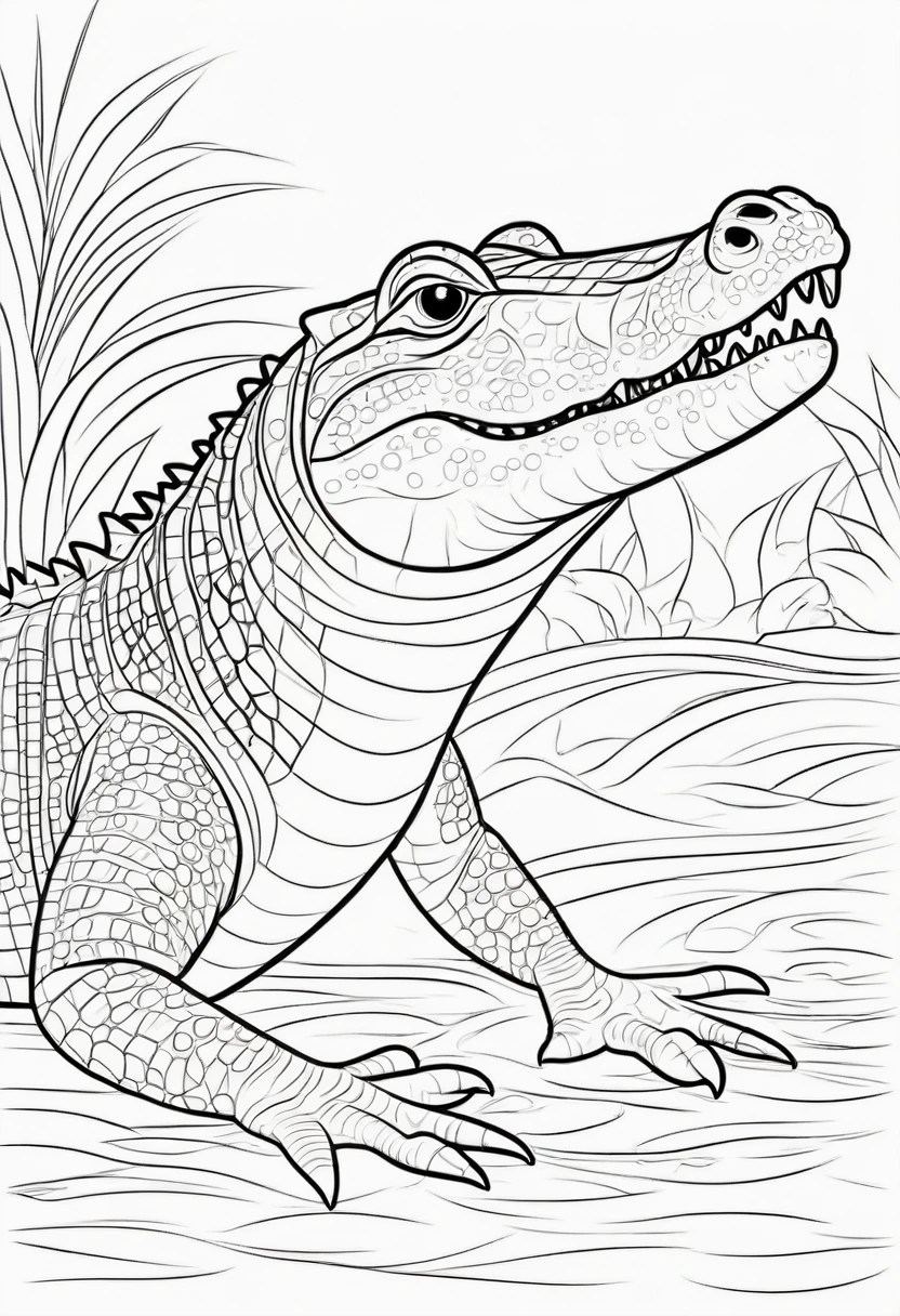 coloring page for , crocodile, thick lines