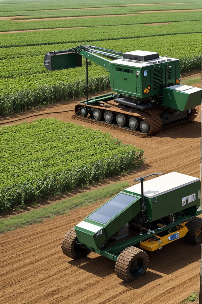 A machine that cultivate the ground powered by a solar panel