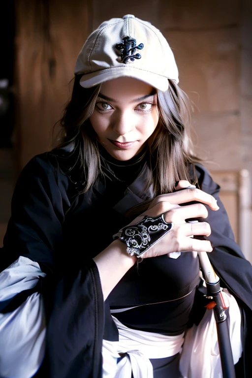 Young beautiful girl, Emma Myers, American, SOFT SMILING FACE, HAVE A BROWN HAIR, wears a old work cap, wears old-fashioned clothes, 19th century, poverty-stricken clothes, old torn clothes, 19th century period clothing, holding a bouquet, standing before her grandparents' tombstones, cemetery background, dark cities background, night time, midnight background.

The Smiling and widely mouth laughing Skeleton Woman from Bloodborne.

A black-haired girl wields the Heavy Thrusting SCYTHES and equip the SHOTGUNS from within the Elden Ring in a reverse grip.

Blooded Background.

The Monstrously Cannibalism Clockwork Flaming Lanterns from Bloodborne. The Monstrously Cannibalism Clockwork Thorny Wheels Robot Droid Nun and Knights From Bloodborne.

a close up symmetrical portrait of a cyberpunk gangster, biomechanical, mshn robot, splashes of orange red, hyper realistic, intricate design, (insanely detailed:1.4), (extremely fine details:1.35), Extremely sharp lines, steel, cinematic lighting, Photorealistic, a detailed painting by Ayami Kojima and Lilia Alvarado, (best quality, high quality, absurdres, intricate detail, masterpiece, cinematic), highly detailed, motion blur, film grain, noise, lens effects,