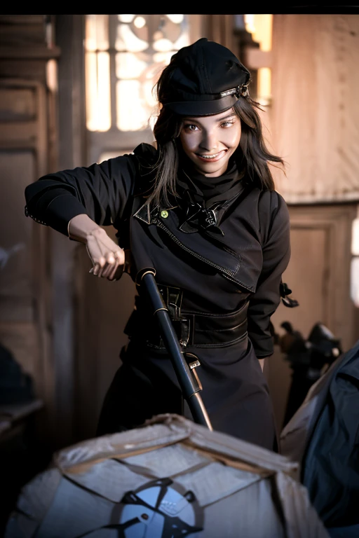 Young beautiful girl, Emma Myers, American, SOFT SMILING FACE, HAVE A BROWN HAIR, wears a old work cap, wears old-fashioned clothes, 19th century, poverty-stricken clothes, old torn clothes, 19th century period clothing, holding a bouquet, standing before her grandparents' tombstones, cemetery background, dark cities background, night time, midnight background.

The Smiling and widely mouth laughing Skeleton Woman from Bloodborne.

A black-haired girl wields the Heavy Thrusting SCYTHES and equip the SHOTGUNS from within the Elden Ring in a reverse grip.

Blooded Background.

The Monstrously Cannibalism Clockwork Flaming Lanterns from Bloodborne. The Monstrously Cannibalism Clockwork Thorny Wheels Robot Droid Nun and Knights From Bloodborne.

a close up symmetrical portrait of a cyberpunk gangster, biomechanical, mshn robot, splashes of orange red, hyper realistic, intricate design, (insanely detailed:1.4), (extremely fine details:1.35), Extremely sharp lines, steel, cinematic lighting, Photorealistic, a detailed painting by Ayami Kojima and Lilia Alvarado, (best quality, high quality, absurdres, intricate detail, masterpiece, cinematic), highly detailed, motion blur, film grain, noise, lens effects,