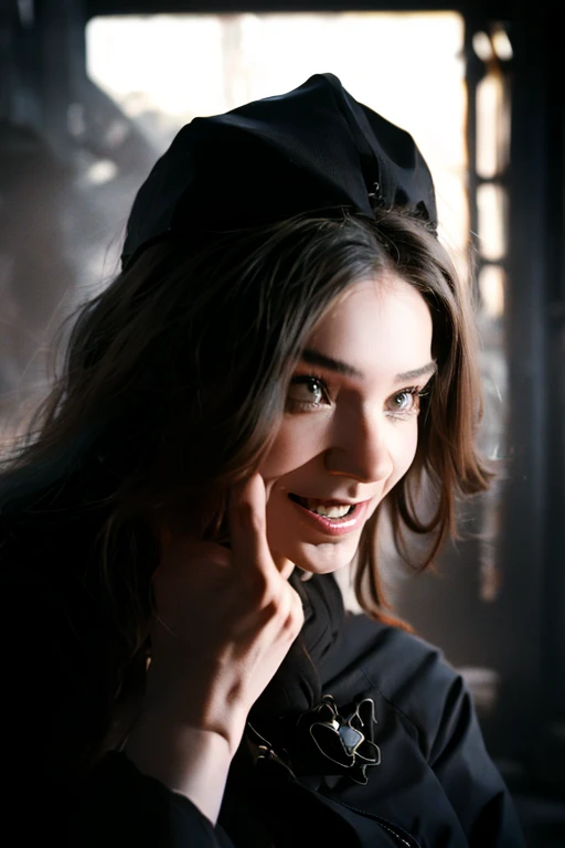 Young beautiful girl, Emma Myers, American, SOFT SMILING FACE, HAVE A BROWN HAIR, wears a old work cap, wears old-fashioned clothes, 19th century, poverty-stricken clothes, old torn clothes, 19th century period clothing, holding a bouquet, standing before her grandparents' tombstones, cemetery background, dark cities background, night time, midnight background.

The Smiling and widely mouth laughing Skeleton Woman from Bloodborne.

A black-haired girl wields the Heavy Thrusting SCYTHES and equip the SHOTGUNS from within the Elden Ring in a reverse grip.

Blooded Background.

The Monstrously Cannibalism Clockwork Flaming Lanterns from Bloodborne. The Monstrously Cannibalism Clockwork Thorny Wheels Robot Droid Nun and Knights From Bloodborne.

a close up symmetrical portrait of a cyberpunk gangster, biomechanical, mshn robot, splashes of orange red, hyper realistic, intricate design, (insanely detailed:1.4), (extremely fine details:1.35), Extremely sharp lines, steel, cinematic lighting, Photorealistic, a detailed painting by Ayami Kojima and Lilia Alvarado, (best quality, high quality, absurdres, intricate detail, masterpiece, cinematic), highly detailed, motion blur, film grain, noise, lens effects,