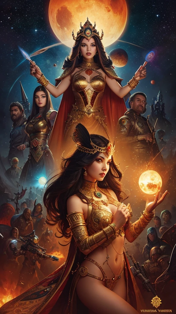 Women are other people々Image of Arabic numerals surrounded by, Stephen Hickman, beautiful retro art, Mars Attacks, Golden lotus princess, Featured on cgsociety, Cosmic Apocalypse, persian queen, Kirill Leonov, Jason A. Engle, Barbarella