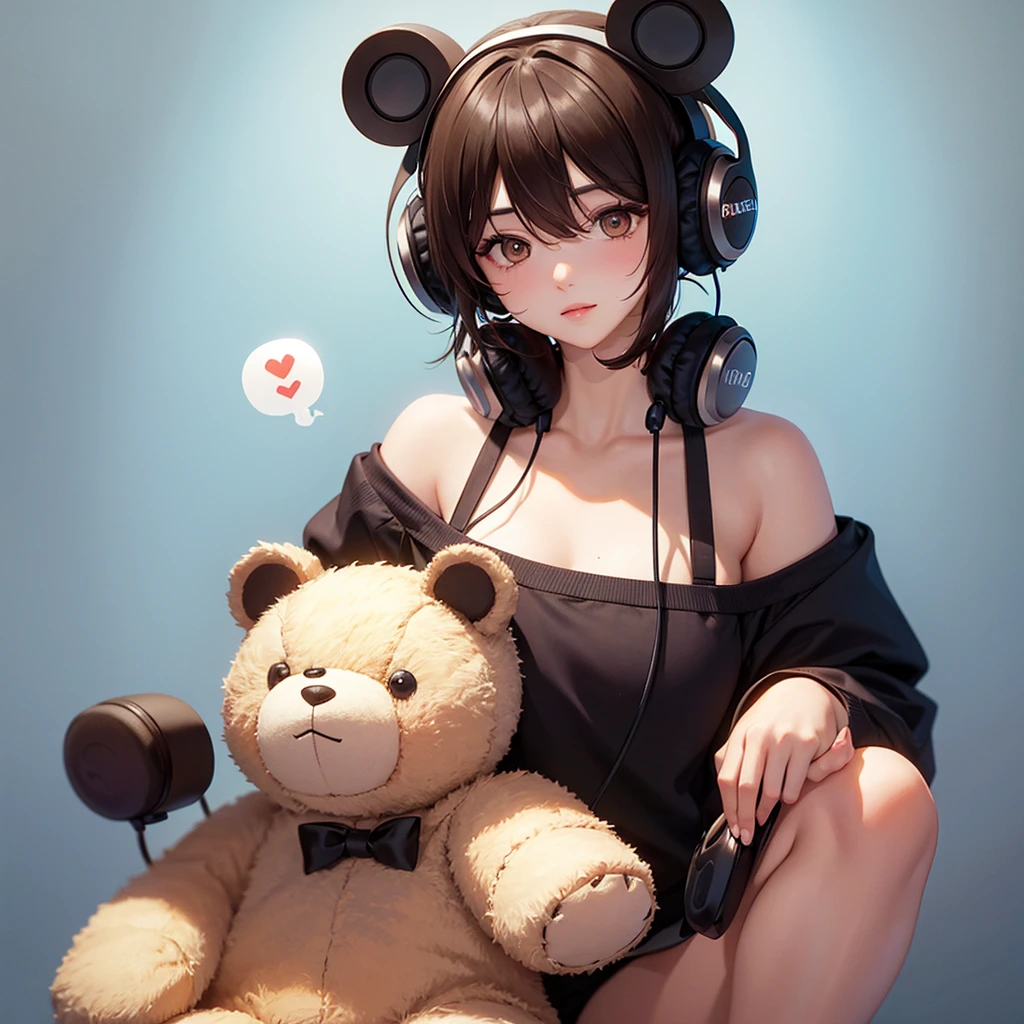a teddy bear wearing headphones