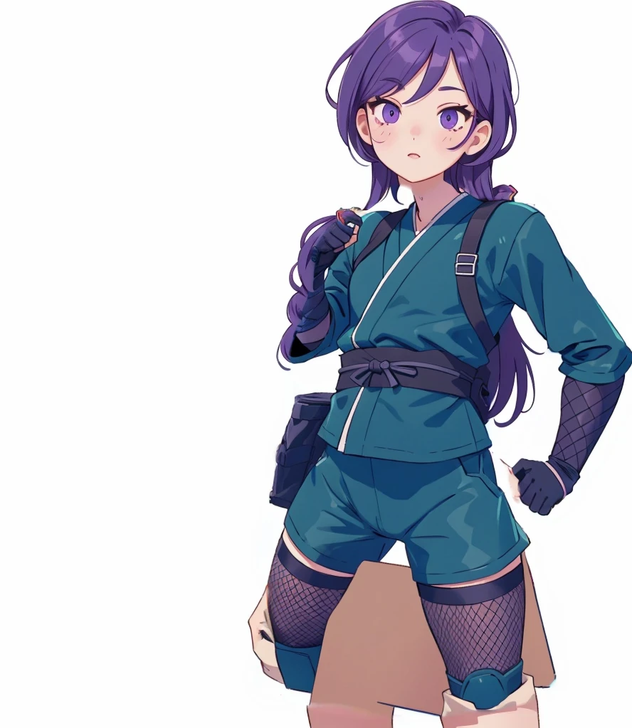 (black ninja outfit), (black and teal Japanese ninja), stealth getup, fishnet stockings