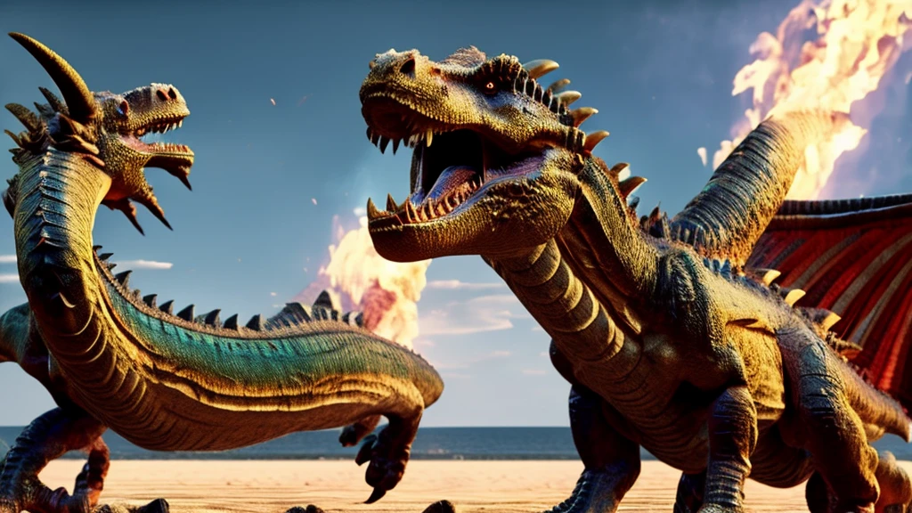 dragon targaryen, dragon dragon house, Game of Thrones, Hyper realistic flying dragon with pronounced scales and open wings, furious expression, dragon gigante, generates a dragon of the Targaryen empire in the year 2024 flying over the coasts (Beaches) Uruguayans, with its wings open, The body of the dragon with reptilian scales texture, in 4k hd definition, high resolution, realistic type. make it evident that it is in the year 2024, mythological dragon fantasy ancient in the current era, real world, context uruguayan landscape rambla, Montevideo beach.