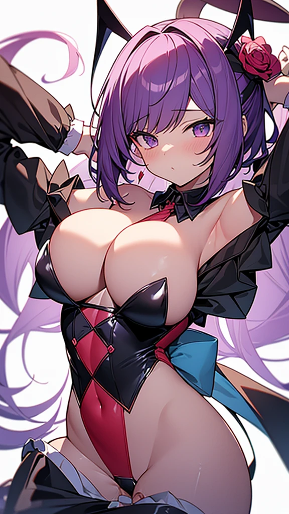 Hentai, A naked girl stealing the skin of a woman and taking her place,Big Breasts,Purple Hair,Bobcut, ((Vaginal sex with a man that makes her breasts bounce violently:1.1)). Cowgirl Sex,Bounce and shake wildly,Sex like hitting,Breast shaking,Off-the-shoulder sleeveless maid outfit, 32k,Super detailed,Ultra-detailed,Vibrant breasts, {{A phantom thief who took off the cute maid's skin and took her place to steal her master's semen}}, NSFW
