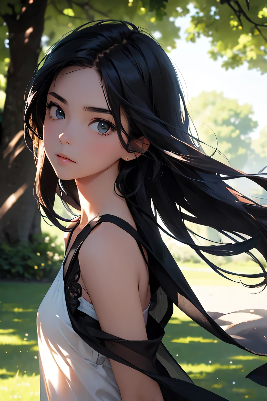 Highest quality、High resolution、Detailed Background、(Beautiful face in every detail:1.4)、Anatomically correct、(Detailed facial expressions)、Teenage beauty、(Highly detailed face:1.2)、Cute hair colour、Cute hairstyle、Perfect body line、well-groomed eyebrows、Do cute things、

(Expressing the feeling of summer and the expression of light and shadow:1.2)、

In the hot summer sun、A  is walking、
The shadow that stretches from the girl&#39;s feet is cast on the ground in a long and delicate manner.、
The figure of the girl is projected like a large shadow puppet on the grass and trees she is trampling.、
The girl&#39;s shadow sometimes appears on the tree.々The sunlight filtering through the branches creates a subtle shimmer.、
The girl walks lightly, but her shadow continues to grow silently.、
The girl turns around and sees her shadow stretched out.、
In the sunlight shining through the shade、The contrast of light and shadow created by the girl&#39;s figure and shadow is beautiful.、The graceful steps of the girl and the delicacy of her shadow、
The shadow of the girl spreading across the ground in the strong sunlight evokes a sense of coolness and elegance that is unique to summer.