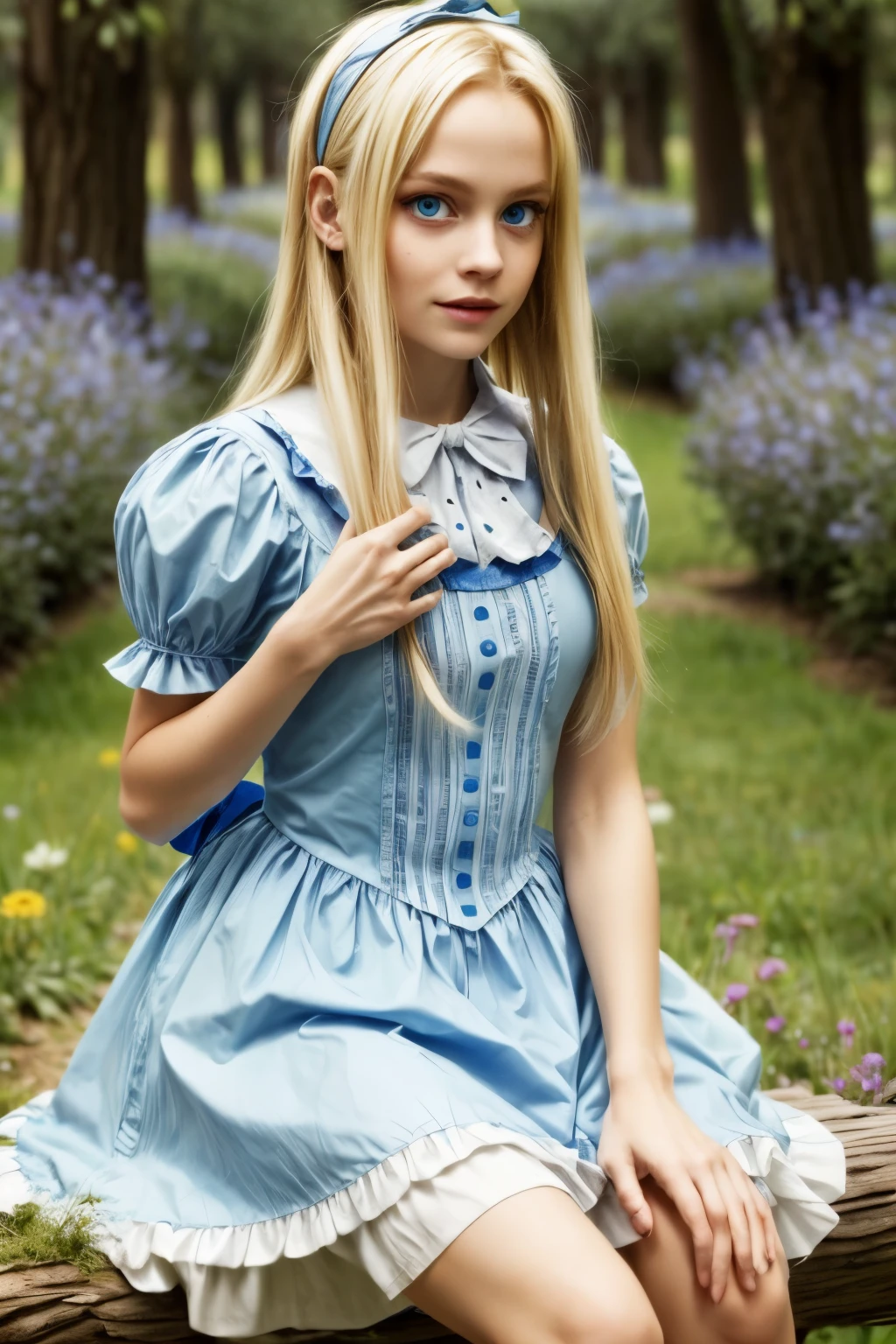 Alice in Wonderland, blonde hair blu eyes