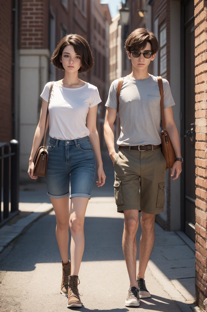 3d postr inspired by pixar man 18 years old brunette short hair, standing