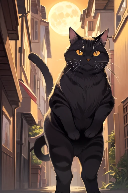 Cat,orange,cute,Big eyes,masterpiece,full moon,alley