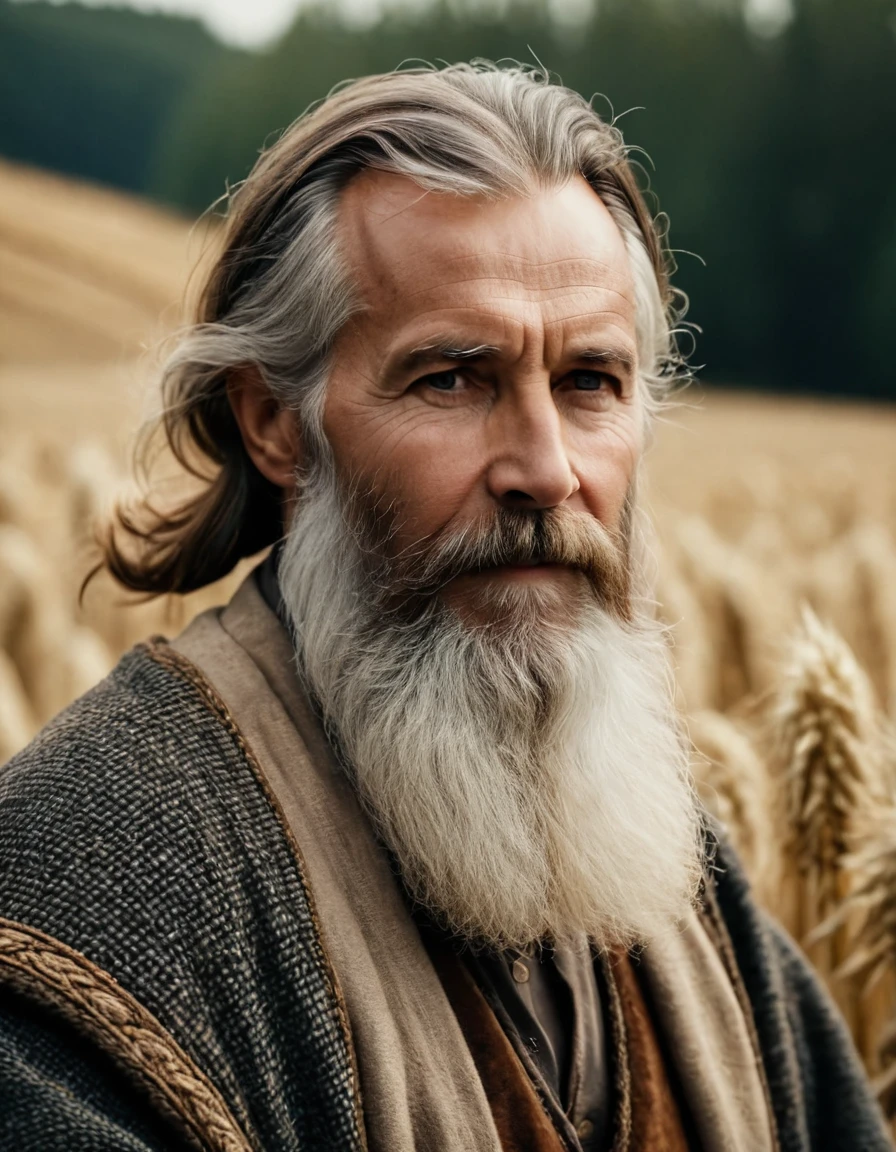 cinematic film still 75 years old long bearded middle ages man, crops background. shallow depth of
field, vignette, highly detailed, high budget,
bokeh, cinemascope, moody, epic, gorgeous,
film grain, grainy